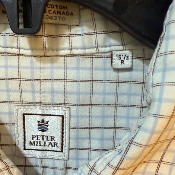 Peter Millar White and Blue Casual Button Down Shirt stain on sleeve 🤪 - Picture 3 of 6